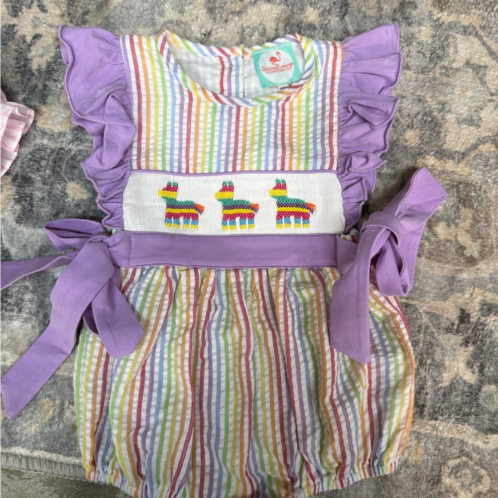 Colorful Striped Baby Romper with Pinata Design